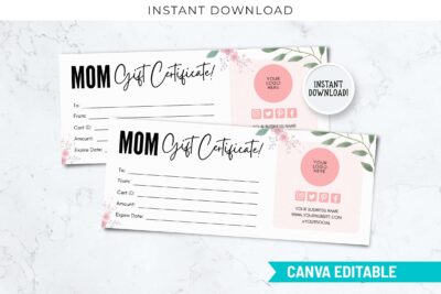 minimal mom gift certificate template