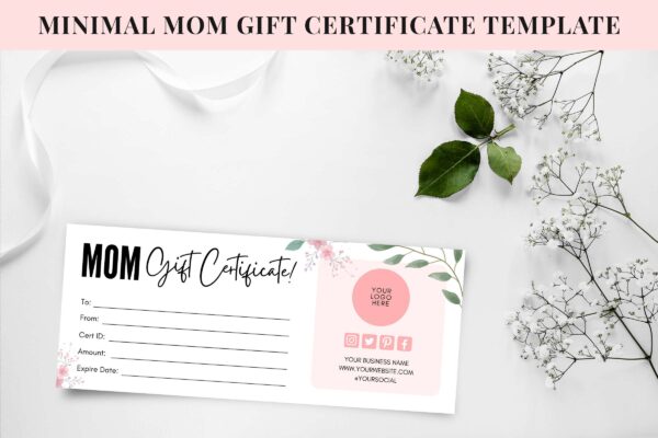 Minimal Mom Gift Certificate Template