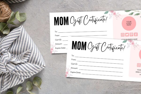 Minimal Mom Gift Certificate Template
