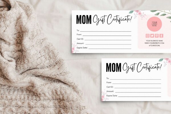 Minimal Mom Gift Certificate Template