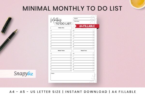 Minimal Monthly To Do List Feature Image 1 Monthly to do list printable