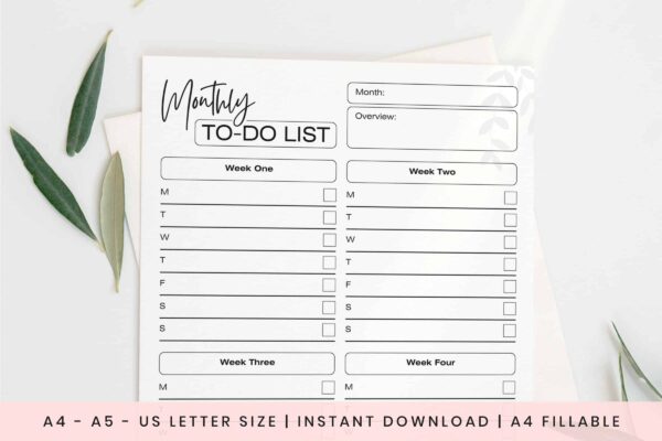 Minimal Monthly To Do List Feature Image 2 Monthly to do list printable - image 2