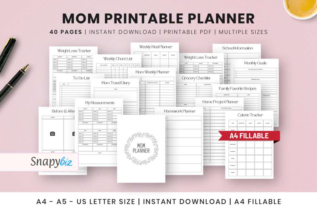 busy mom, stay at home mom mom planner pdf checklist for mom