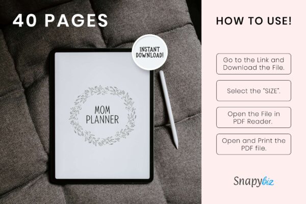 Mom Printable Planner Feature Image 4 Busy mom, stay at home mom mom planner pdf checklist for mom