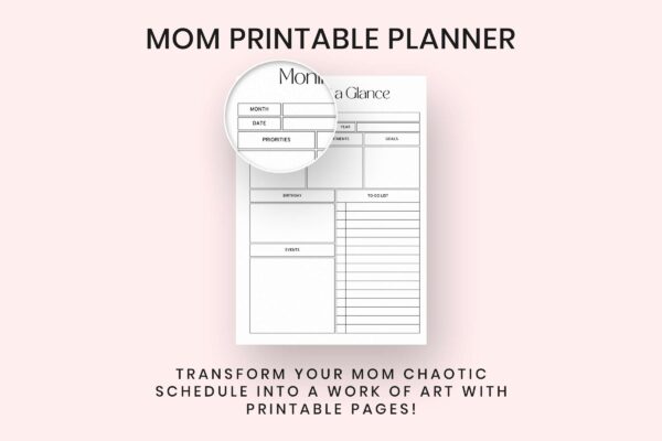 Mom Printable Planner Feature Image 6 Busy mom, stay at home mom mom planner pdf checklist for mom