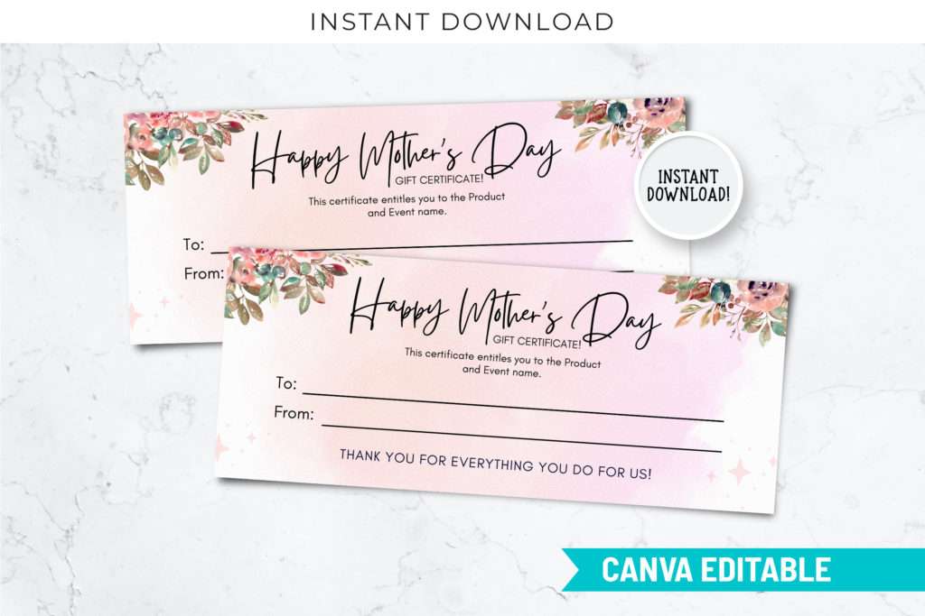 mother's day gift certificate template