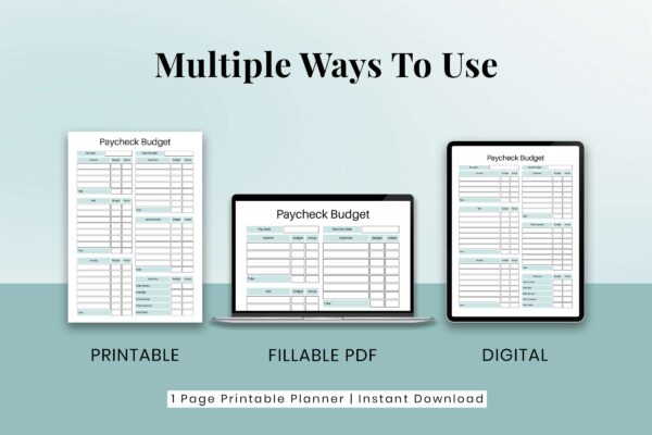 Budget planner book, budget worksheet, paycheck budget pdf