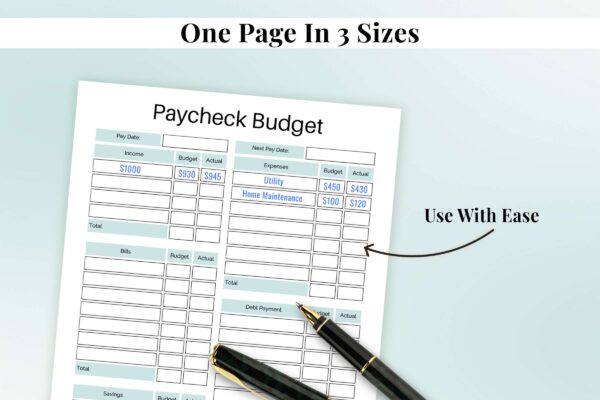 Budget planner book, budget worksheet, paycheck budget pdf