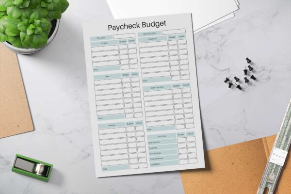 Budget planner book, budget worksheet, paycheck budget pdf