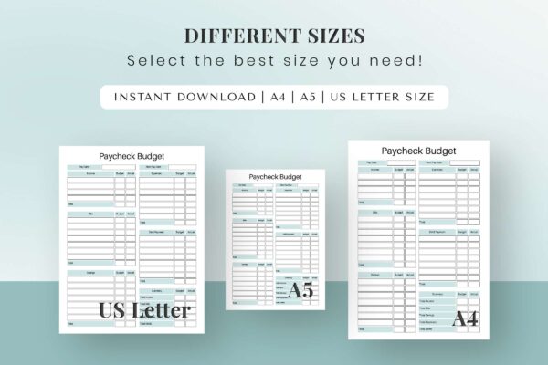 Budget planner book, budget worksheet, paycheck budget pdf