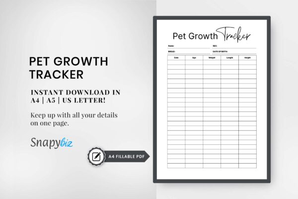 Puppy growth chart tracker