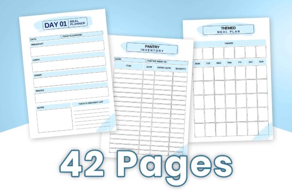 Pleasant Meal Planner Blue 2 Meal planner printable