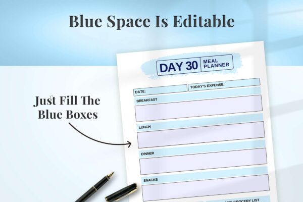 Pleasant Meal Planner Blue 3 Meal planner printable