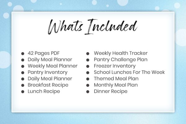Pleasant Meal Planner Blue 6 Meal planner printable