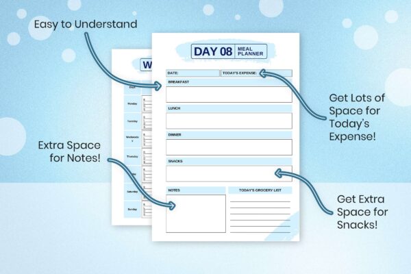 Pleasant Meal Planner Blue 8 Meal planner printable