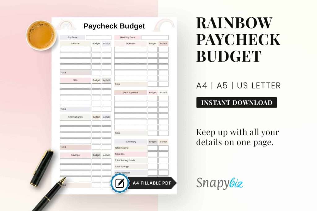 Paycheck Budget Printable Planner PDF Paycheck Budget Printable Planner PDF