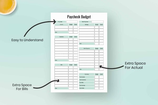 Single Paycheck Budget Feature Image 1 Paycheck budget printable planner pdf - image 2