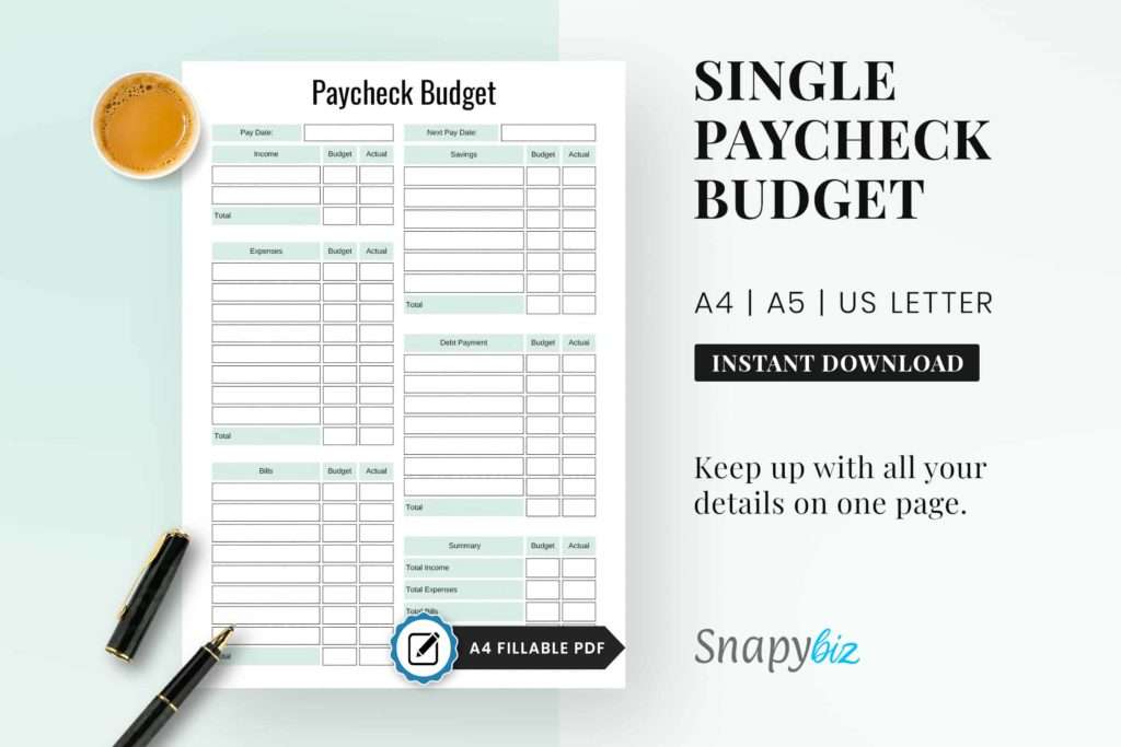 Paycheck Budget Printable Planner PDF Paycheck Budget Printable Planner PDF