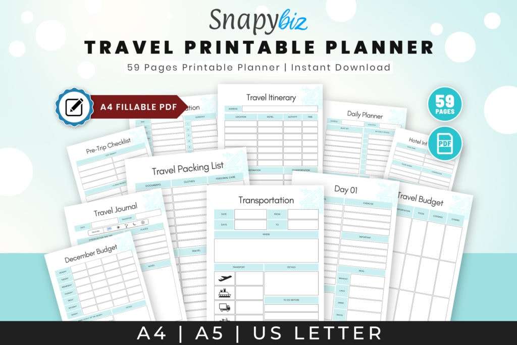 travel printable tracker