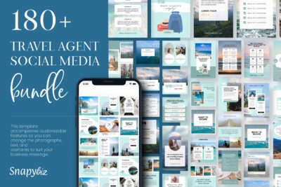 Travel Agent Social Bundle Eye-catching visuals, enticing content.