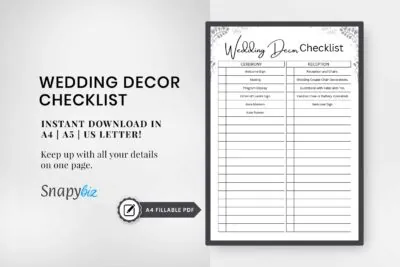 Free Wedding Decor Checklist