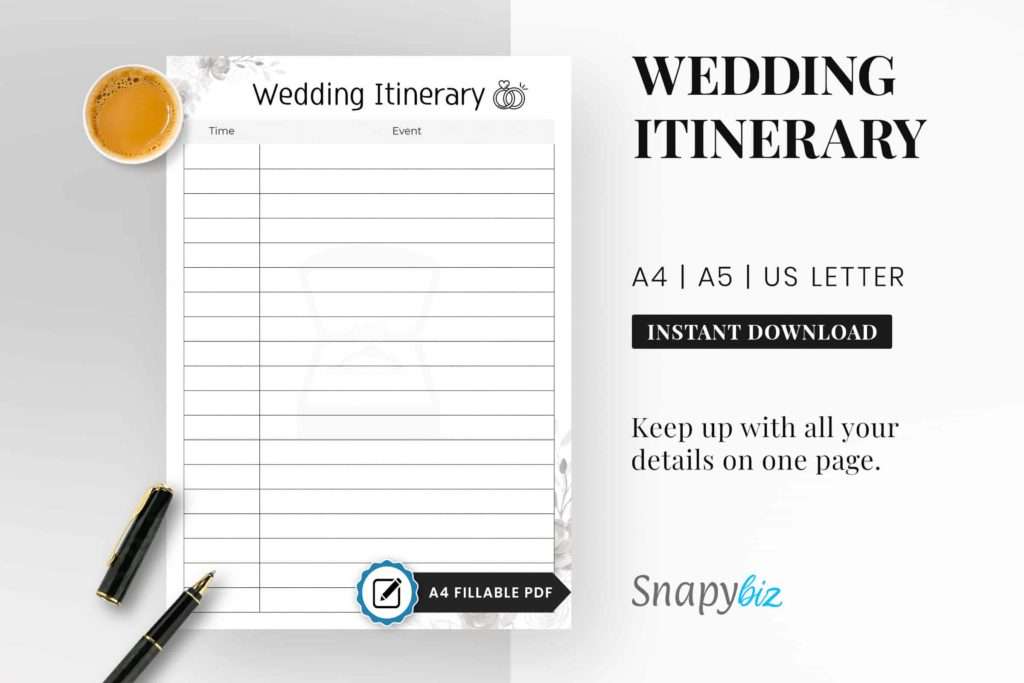 Wedding Itinerary Wedding Itinerary