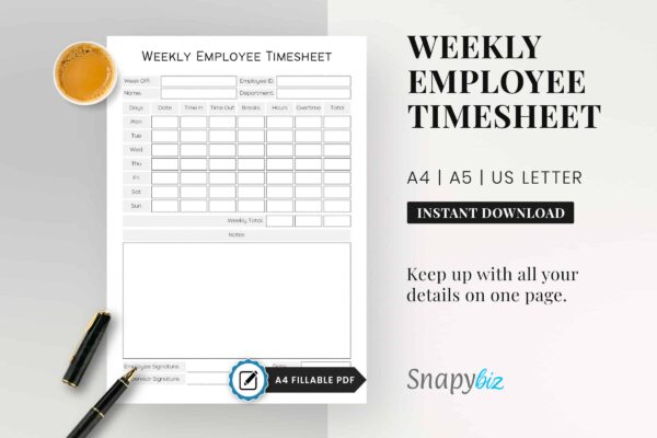 Printable employee timesheet