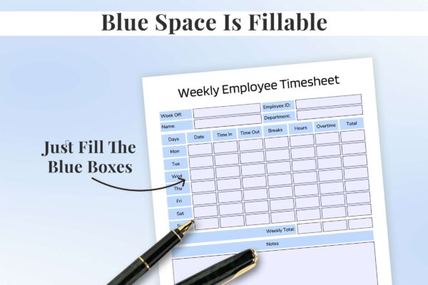 Weekly Employee Timesheet Feature Image 2 Time tracking printable for employees