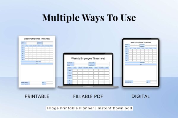 Weekly Employee Timesheet Feature Image 3 Time tracking printable for employees