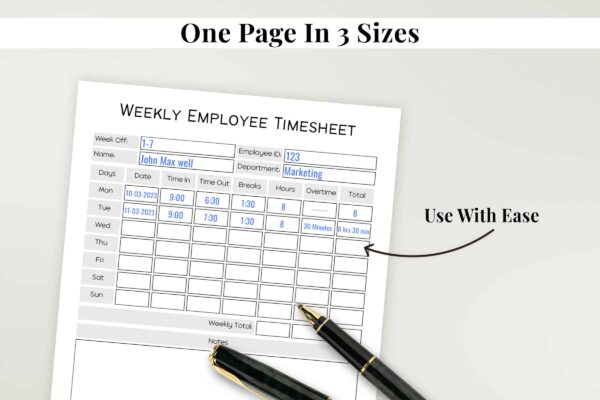 Printable employee timesheet - image 5