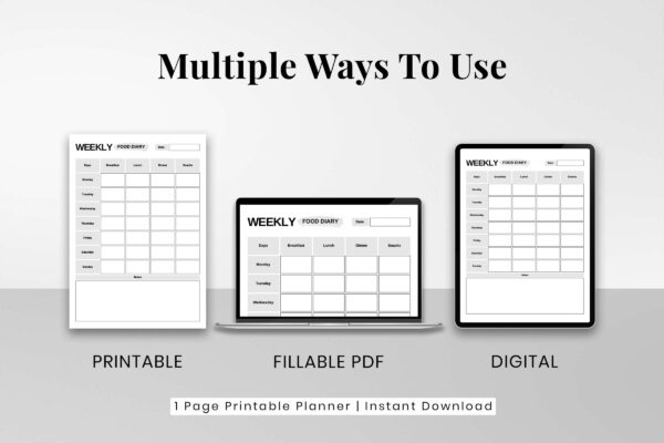 Weekly Food Diary Feature Image 3 Weekly food journal, food diary, food tracker