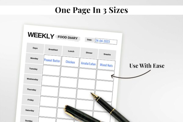 Weekly Food Diary Feature Image 4 Weekly food journal, food diary, food tracker