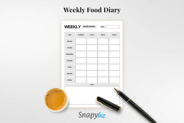 Weekly Food Diary Feature Image 5 Weekly food journal, food diary, food tracker