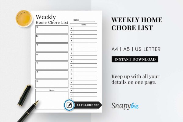 Weekly Home Chore List Feature Image 1 Weekly home chore list, home management, adhd cleaning