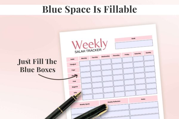 Printable weekly salah tracker