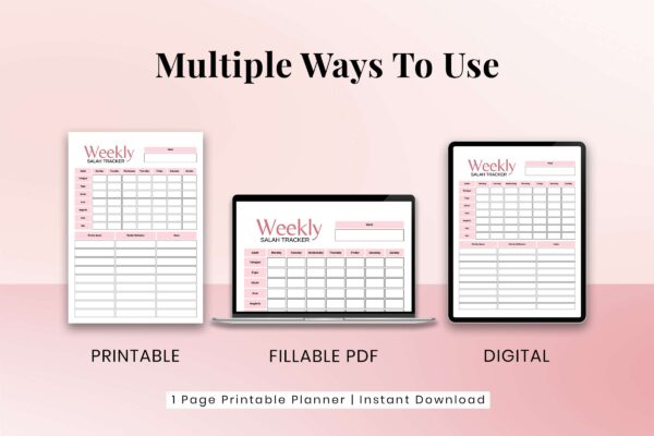 Printable weekly salah tracker