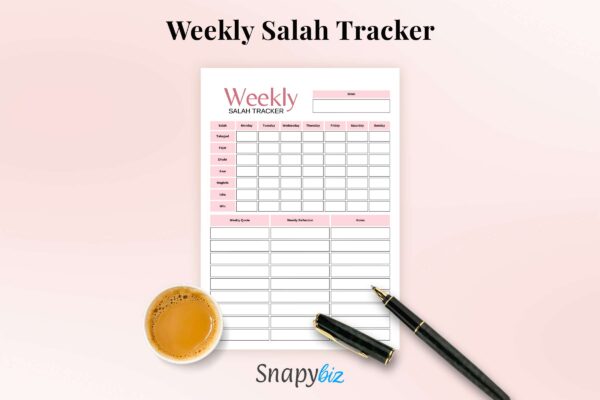 Printable weekly salah tracker