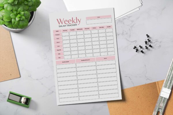 Printable weekly salah tracker