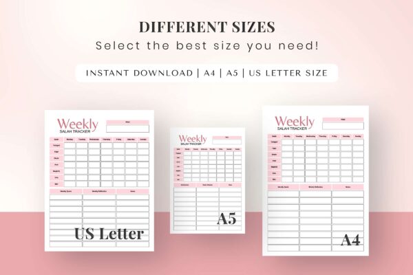Printable weekly salah tracker