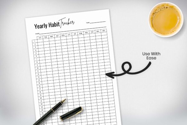 Printable yearly habit tracker