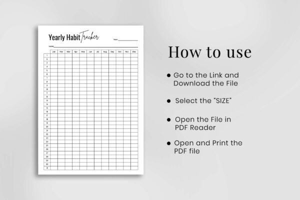 Printable yearly habit tracker
