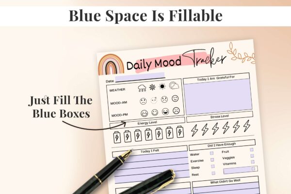 Online mood tracker, boho mood , mood tracker pdf