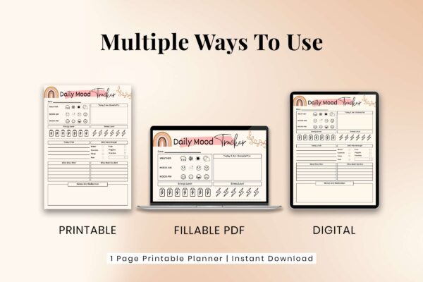 Online mood tracker, boho mood , mood tracker pdf