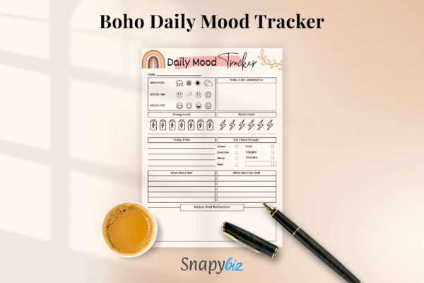 Online mood tracker, boho mood , mood tracker pdf