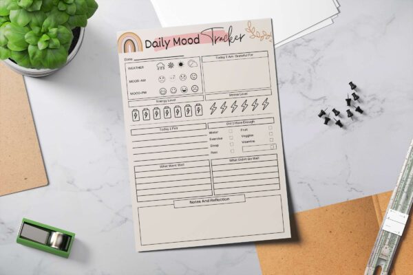 Online mood tracker, boho mood , mood tracker pdf