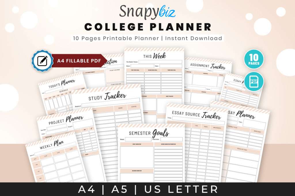 College Student Printable Planner College Student Printable Planner