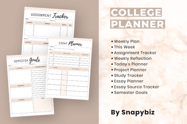 College Planner Beige 6 College student printable planner - image 5
