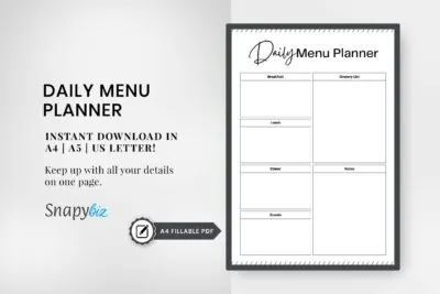 Free Daily Menu Planner
