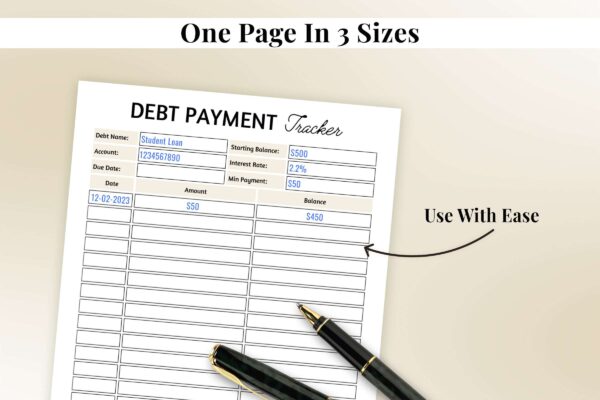 Debt payments, debt payment log, fund tracker, debt log - image 7