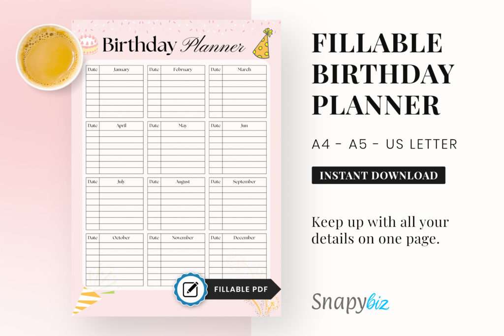 Printable Birthday Tracker Printable Birthday Tracker